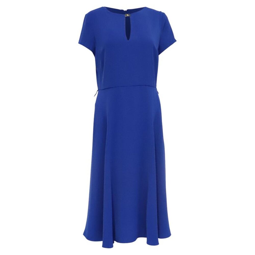 Lauren Ralph Lauren Belted Georgette Fit & Flare Dress in Blue Polyester